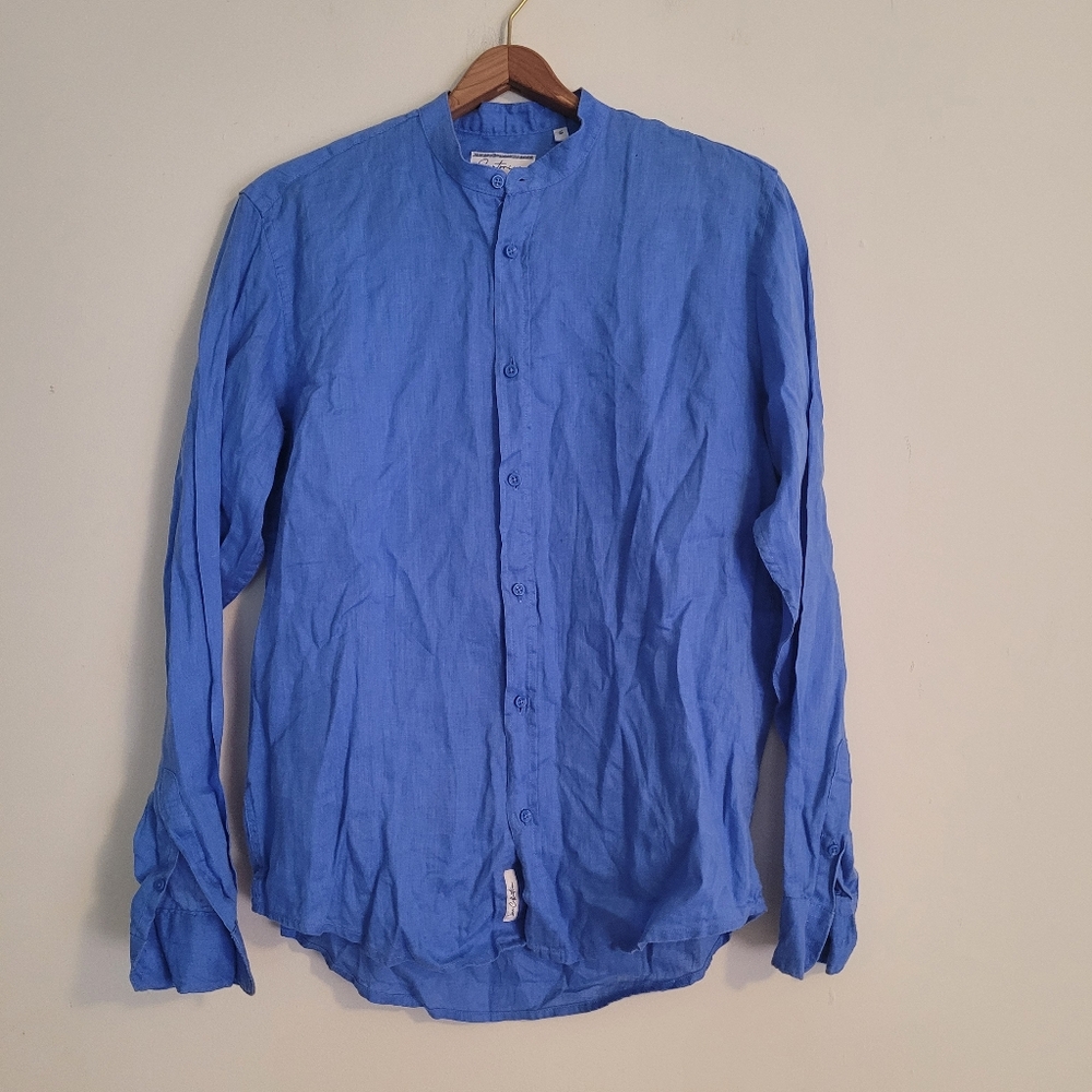 Santorini Linen Collection Button down Collarless Women's